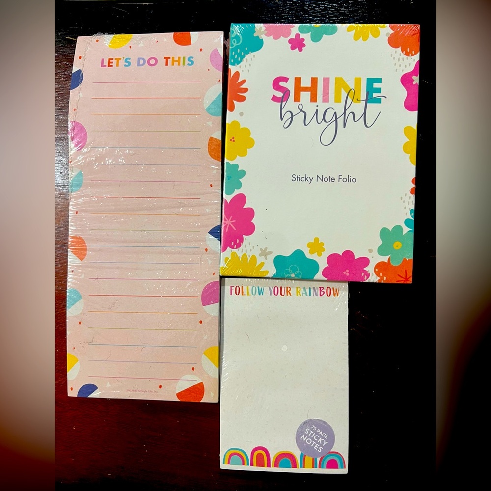 Colorful Sticky Note Set - Shine Bright New in Packaging